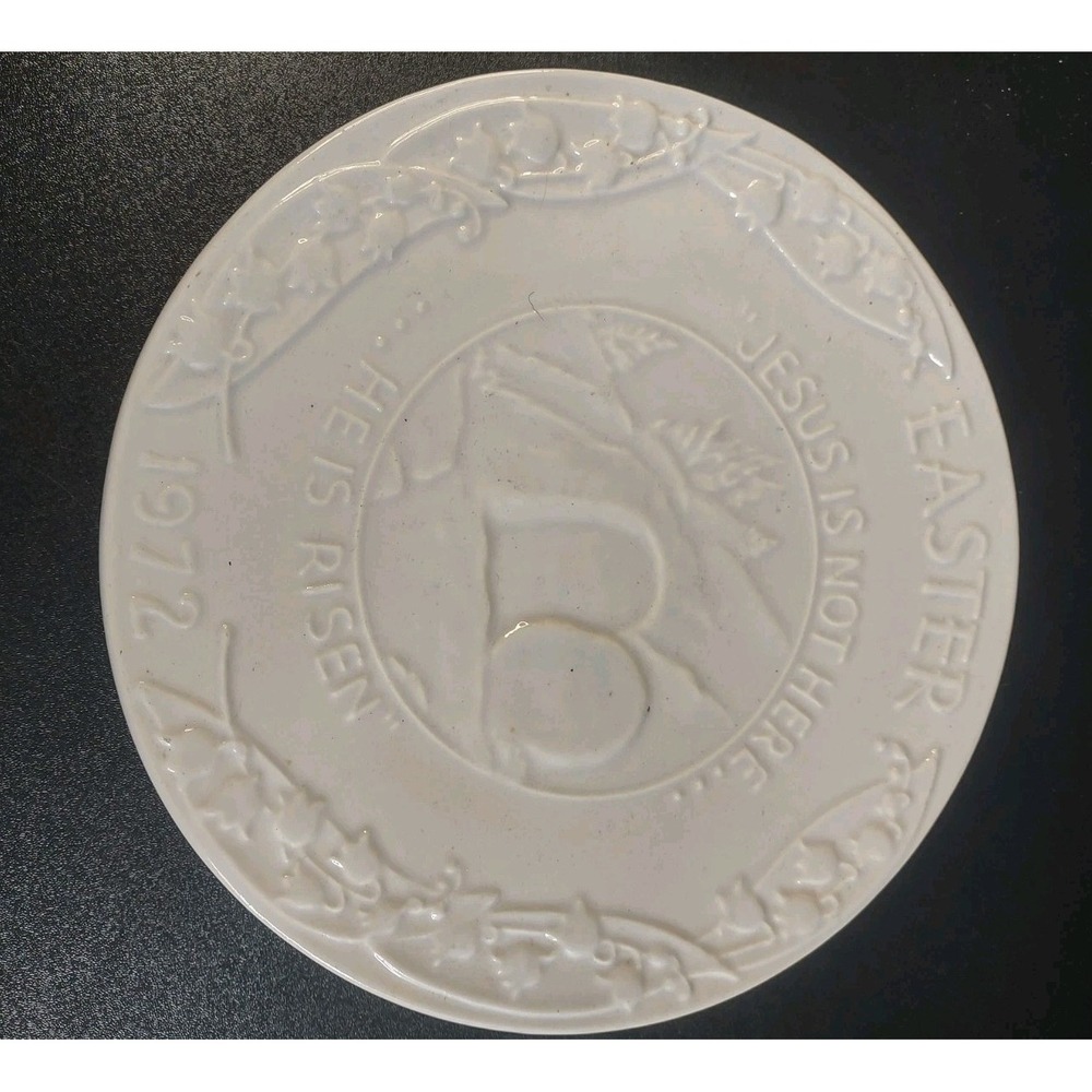 Oral Roberts Association Easter plate Frankoma Jesus is Not Here He Risen 1972.